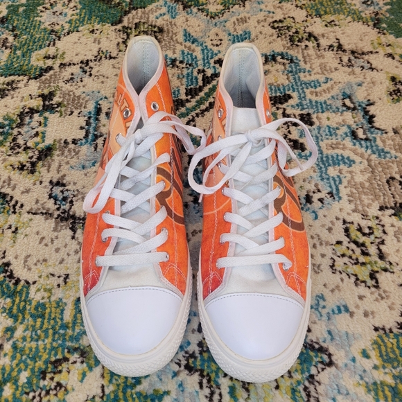 Baltimore Orioles Orange And White Unbranded High Top Canvas Sneaker, Size 10 - Picture 1 of 10